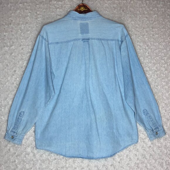 A.S. Club Blues Floral‎ Embroidered Demin Button Down Size Small - Picture 6 of 8